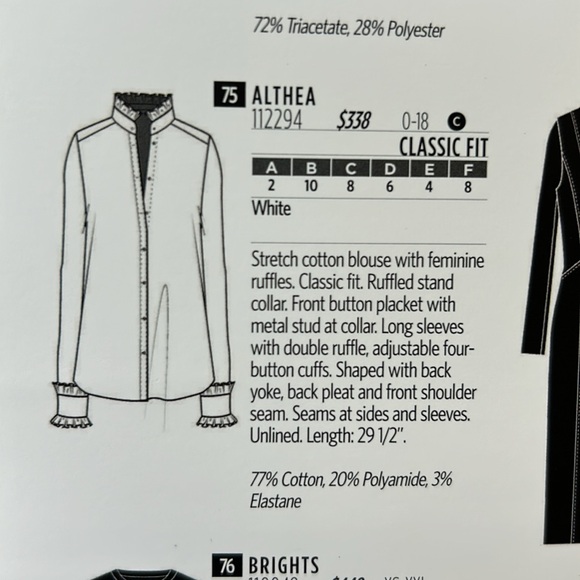 NWT Carlisle Althea WHITE Stretch cotton Ruffle Blouse - Picture 6 of 16